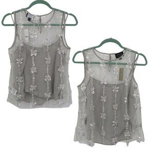 J. Crew Collection Haven Sequin Top Women 2 Gray Glam Holiday Party Ethereal NWT
